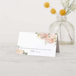 Boho Watercolor Mauve Peach Flowers Bröllop Placeringskort