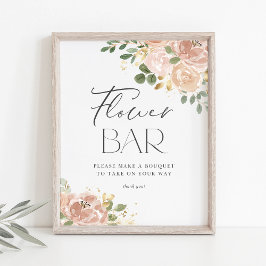 Boho Watercolor Mauve Peach Flowers Flower Pub Poster