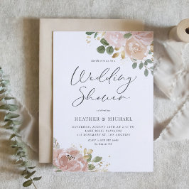 Boho Watercolor Mauve Peach Flowers Möhippa Inbjudningar