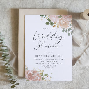 Boho Watercolor Mauve Peach Flowers Möhippa Inbjudningar