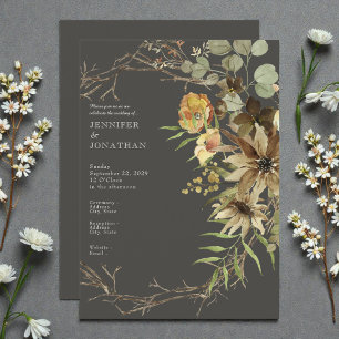 Boho Watercolor Neutral Färger Bröllopsinbjudan Inbjudningar
