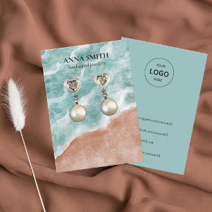 Boho Watercolor Ocean Stud Earring Visning Visitkort