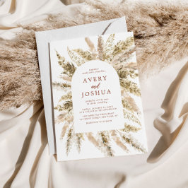 Boho Watercolor Pampas Grass Bröllop Inbjudningar