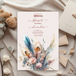 Boho Watercolor Pampas Grass Möhippa Inbjudningar