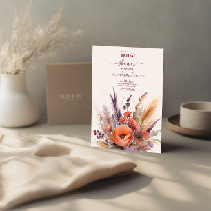 Boho Watercolor Pampas Grass Möhippa Inbjudningar