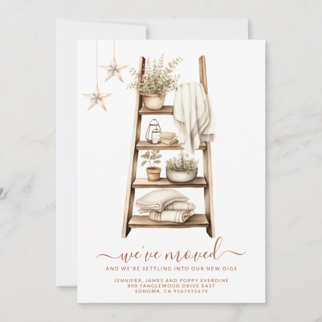 Boho Watercolor Plant Shelf Flytta Meddelande (Framsida)