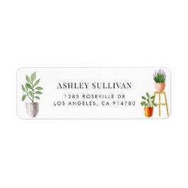 Boho Watercolor PosePlant Returadress Etikett