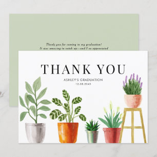 Boho Watercolor Poseplant Studenten Tack Kort