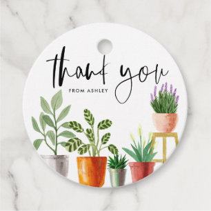 Boho Watercolor Poseplant Tack Gåvor Etiketter