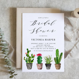 Boho Watercolor Poted Cactus, sommartid, Möhippa Inbjudningar