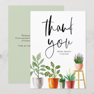 Boho Watercolor Poted Houseplant Birthday Tack Kort