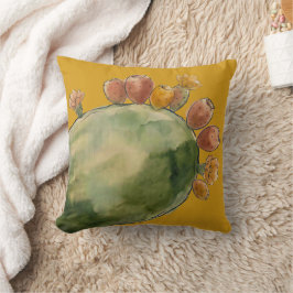 Boho Watercolor Pricklypäron Kaktus Frukt  Kudde