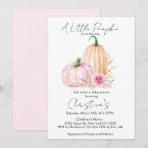 Boho Watercolor Pumpa Bebis Shower 