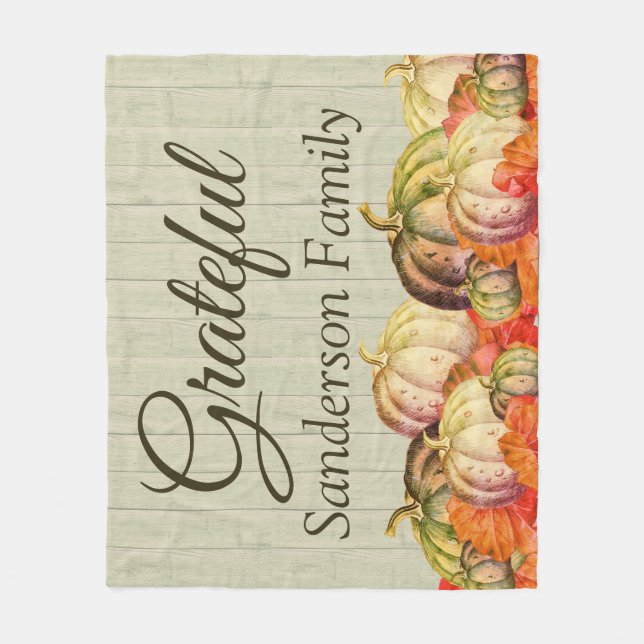 BOHO Watercolor Pumpkin Fall Thanksgiving Party Fleecefilt (Framsidan)