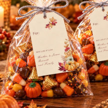 Boho Watercolor Pumpkin & Leaves Thanksgiving