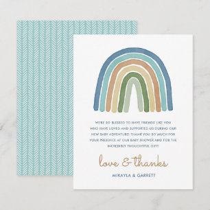 Boho Watercolor Rainbow Baby Shower Blue Tack Kort