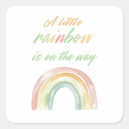 Boho Watercolor Rainbow Baby Shower Fyrkantigt Klistermärke