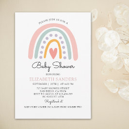 Boho Watercolor Rainbow Baby Shower Girl Inbjudningar
