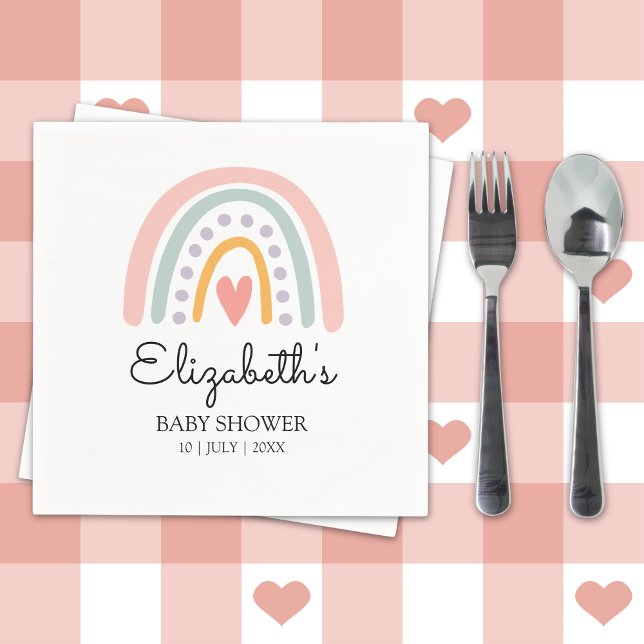 Boho Watercolor Rainbow Baby Shower Girl Pappersservett (Skapare uppladdad)