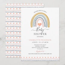 Boho Watercolor Rainbow Baby Shower-inbjudan