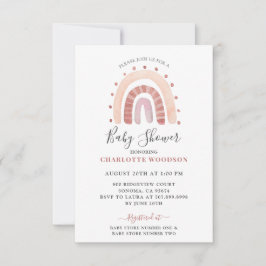Boho Watercolor Rainbow Baby Shower Inbjudningar