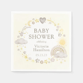 Boho Watercolor Rainbow Baby Shower Pappersservett