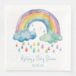 Boho Watercolor Rainbow Baby Shower Pappersservett