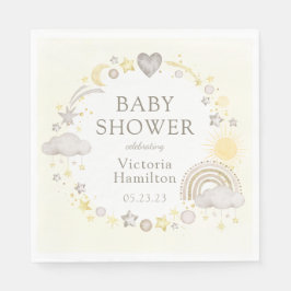 Boho Watercolor Rainbow Baby Shower Pappersservett