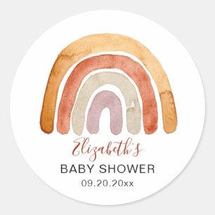 Boho Watercolor Rainbow Baby Shower Runt Klistermärke