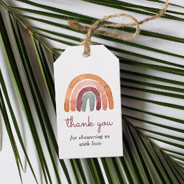 Boho Watercolor Rainbow Baby Shower Tack Presentetikett