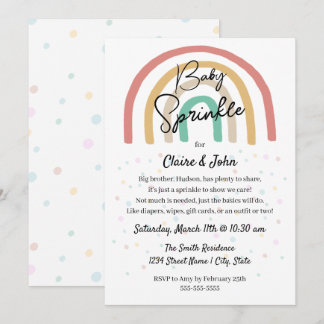Boho Watercolor Rainbow Baby Sprinkle Inbjudningar