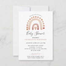 Boho Watercolor Rainbow Boy Shower-inbjudan