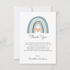 Boho Watercolor Rainbow Boy Shower Tack Kort