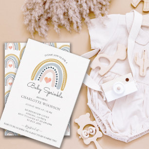 Boho Watercolor Rainbow Girl Baby Sprinkle Inbjudningar