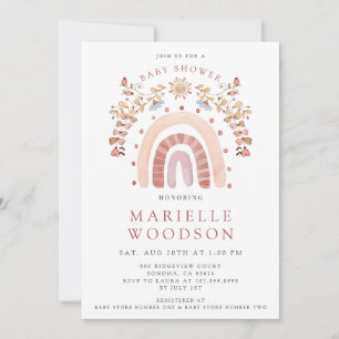 Boho Watercolor Rainbow Sunshine Baby Shower Inbjudningar