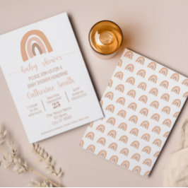 Boho Watercolor Rainbow Terracotta Baby Shower Inbjudningar