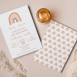 Boho Watercolor Rainbow Terracotta Baby Shower Inbjudningar