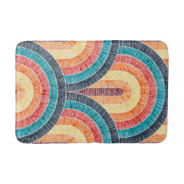 Boho Watercolor Red Teal Orange Rainbow Badrumsmatta