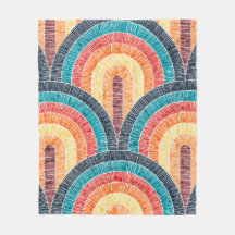 Boho Watercolor Red Teal Orange Rainbow