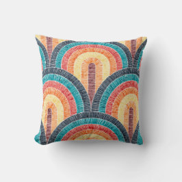 Boho Watercolor Red Teal Orange Rainbow Kudde