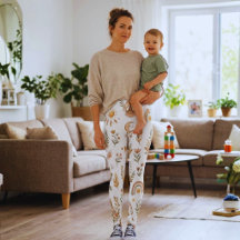 Boho Watercolor Regnbåge Pastell Blommiga Leggings