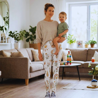 Boho Watercolor Regnbåge Pastell Blommiga Leggings