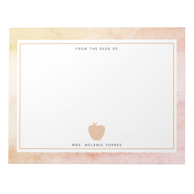 Boho Watercolor Rosa Apple Teacher Anteckningsblock (Framsida)