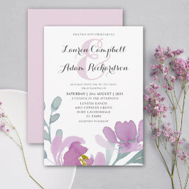 Boho Watercolor Rosa Blommigt Bröllop Inbjudningar