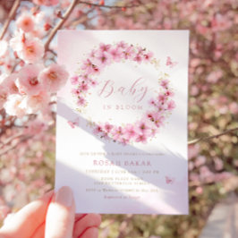 Boho Watercolor Rosa Blommigt Butterfly Baby Showe Inbjudningar