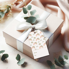 Boho Watercolor Rosa Blommigt Rainbow Gift Märkre Presentetikett