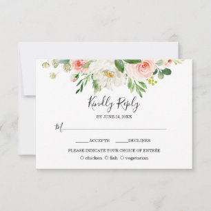 Boho Watercolor Rosa Flowers Bröllop OSA Kort