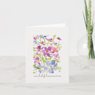 Boho Watercolor Rosa Vildblomma Notkort Kort