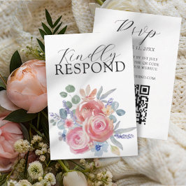 Boho Watercolor Rose Floral Wedding Detail OSA Kort