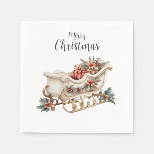Boho Watercolor Sleigh-jul-Pappersservett Pappersservett (Framsidan)